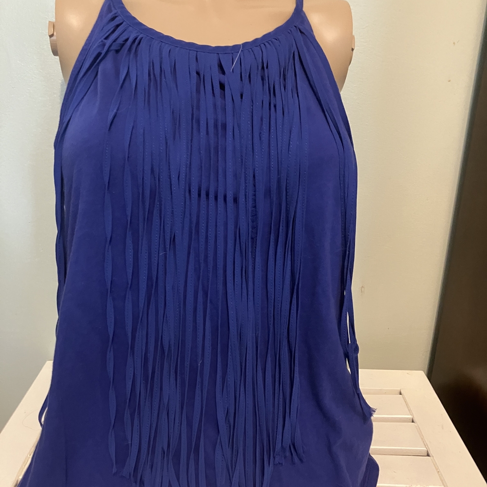 Soho Royal Blue Fringe Tank Top